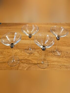 *MCM Long Stemmed Silver Ball Vintage Martini Glasses Set of 4